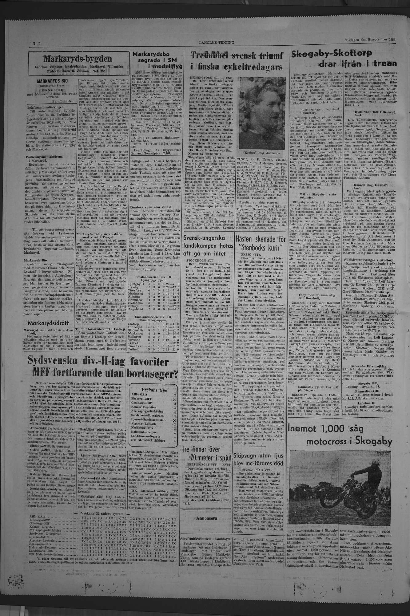 Laholms Tidning Tisdag 8 september 1953, sida 4