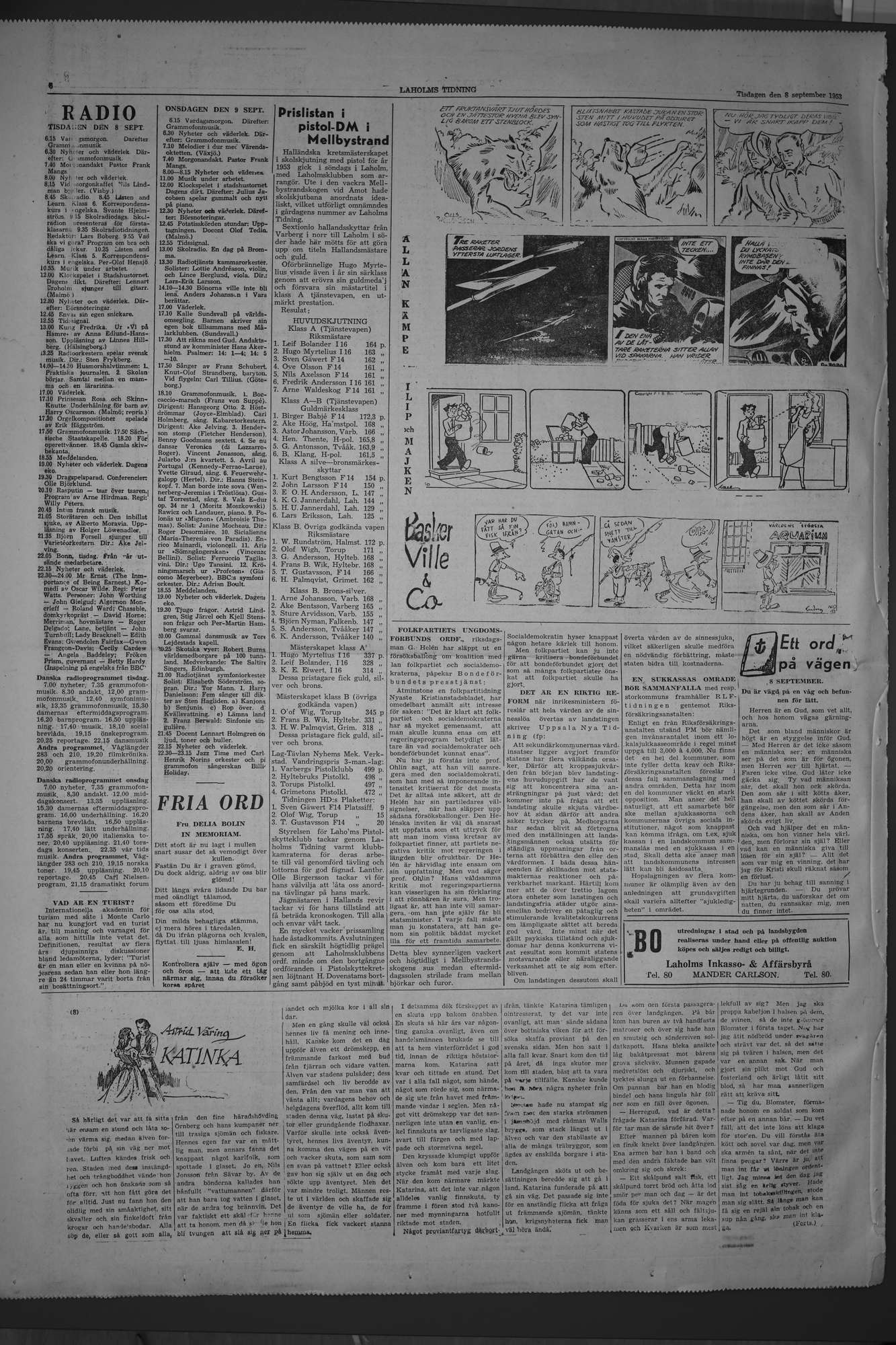 Laholms Tidning Tisdag 8 september 1953, sida 6