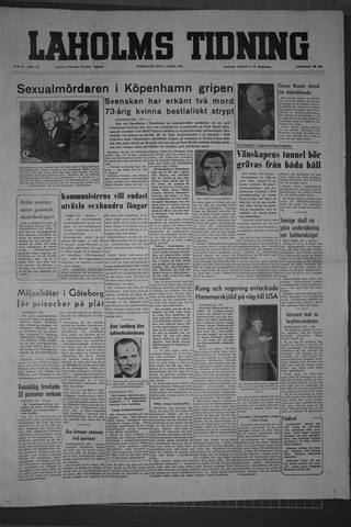 Förstasidan, Torsdag 9 april 1953