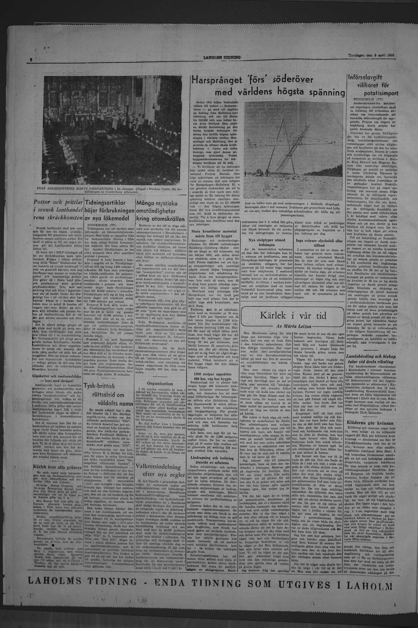 Laholms Tidning Torsdag 9 april 1953, sida 6