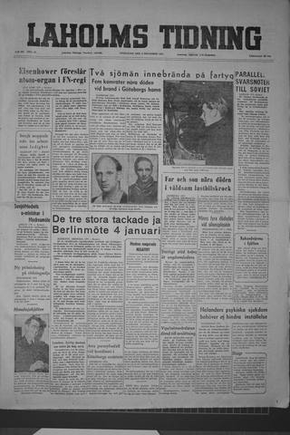 Förstasidan, Onsdag 9 december 1953