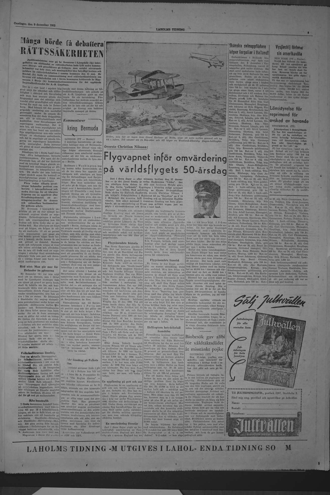 Laholms Tidning Onsdag 9 december 1953, sida 5