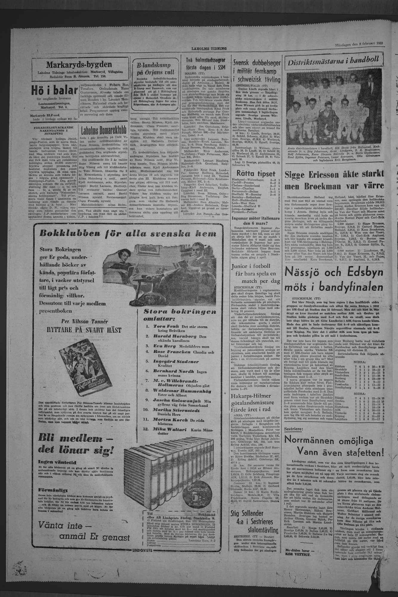 Laholms Tidning Måndag 9 februari 1953, sida 4