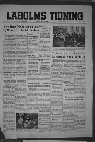 Förstasidan, Tisdag 9 juni 1953