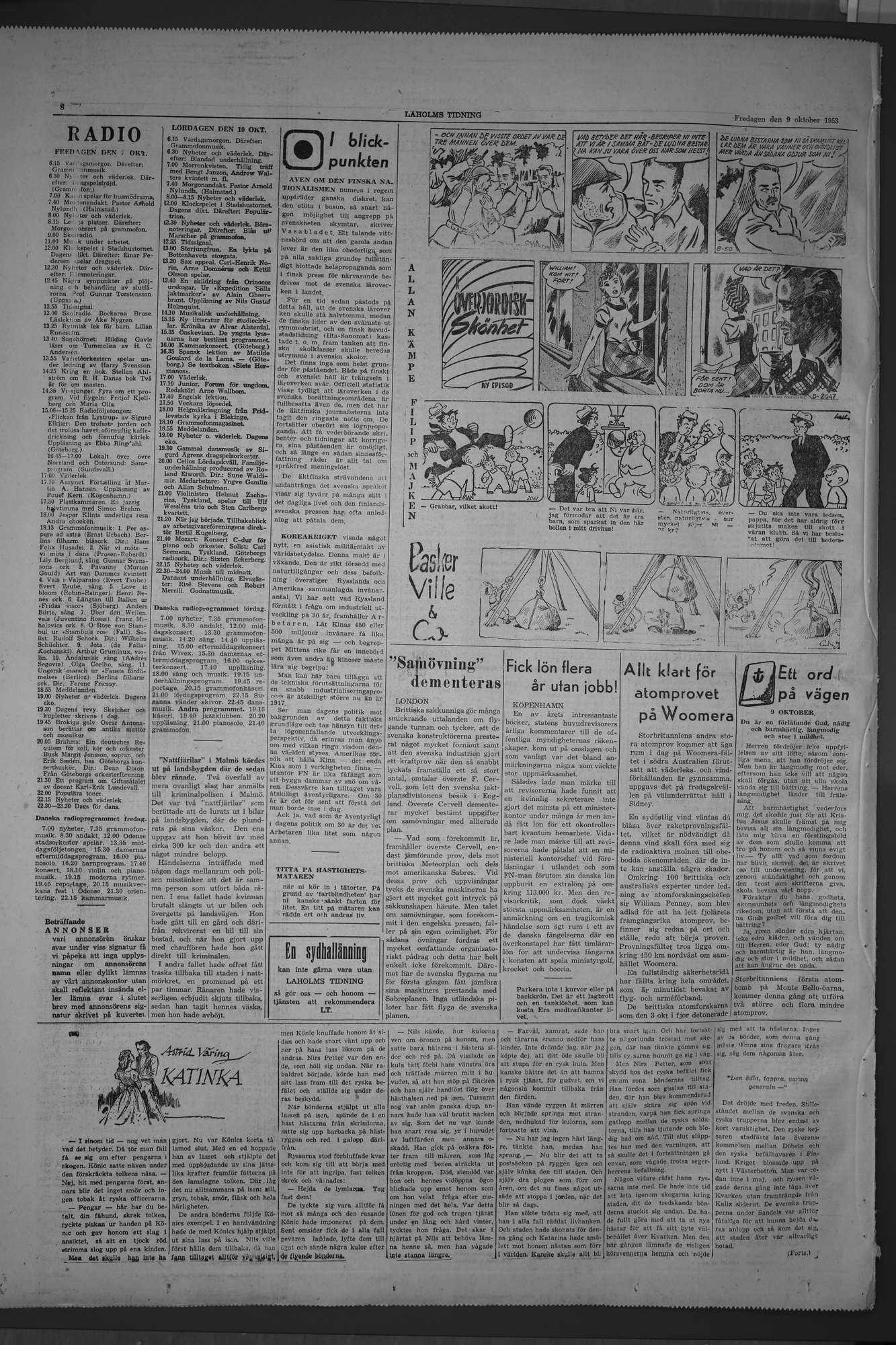 Laholms Tidning Fredag 9 oktober 1953, sida 8