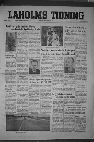 Förstasidan, Onsdag 9 september 1953