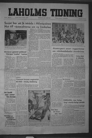 Förstasidan, Torsdag 1 april 1954