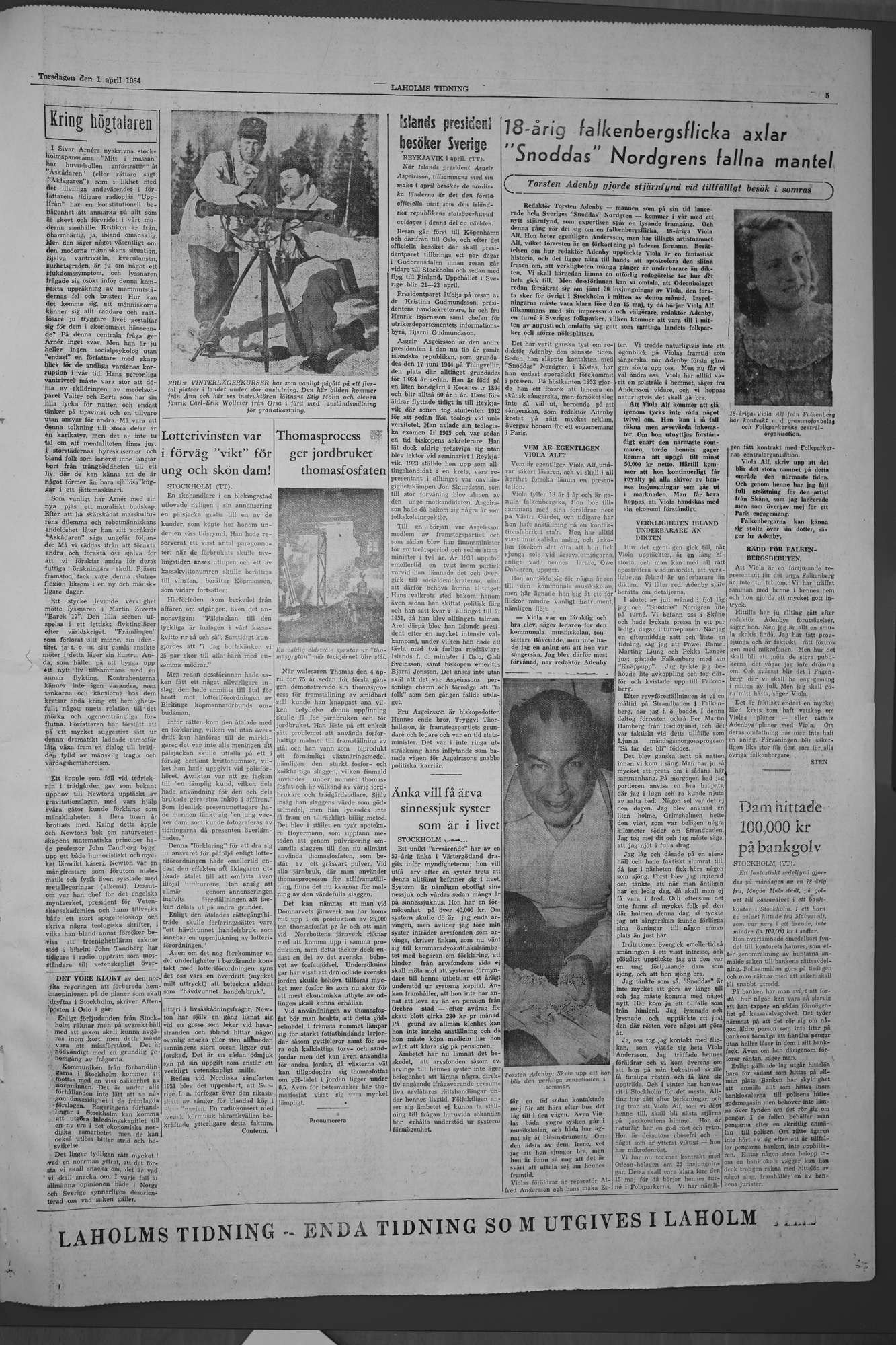Laholms Tidning Torsdag 1 april 1954, sida 5