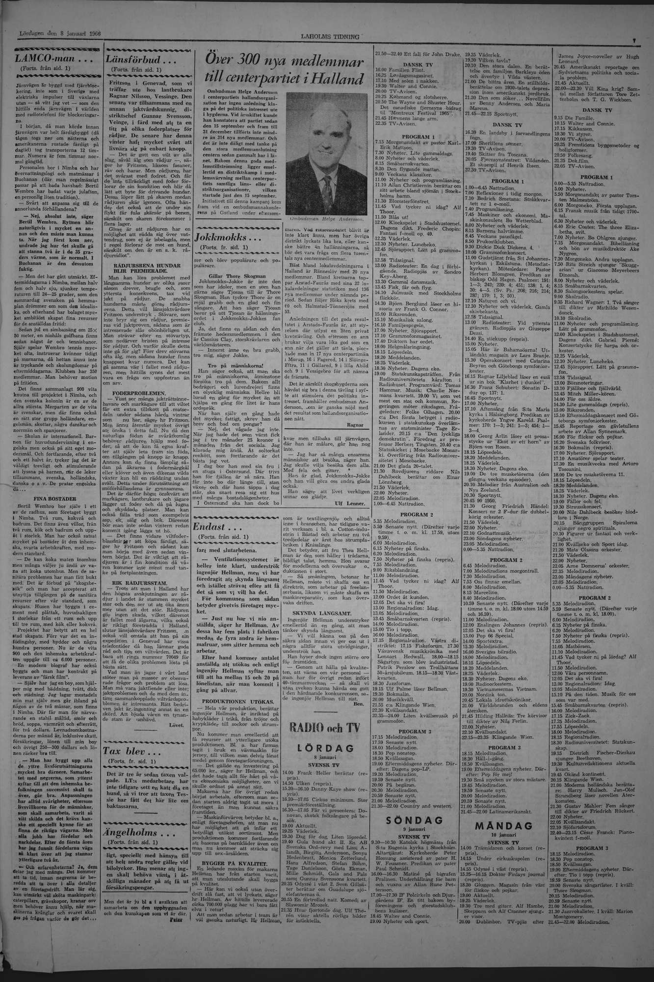 Laholms Tidning Lördag 8 januari 1966, sida 7