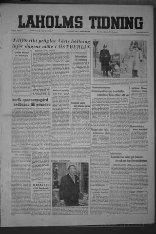 Förstasidan, Måndag 1 februari 1954