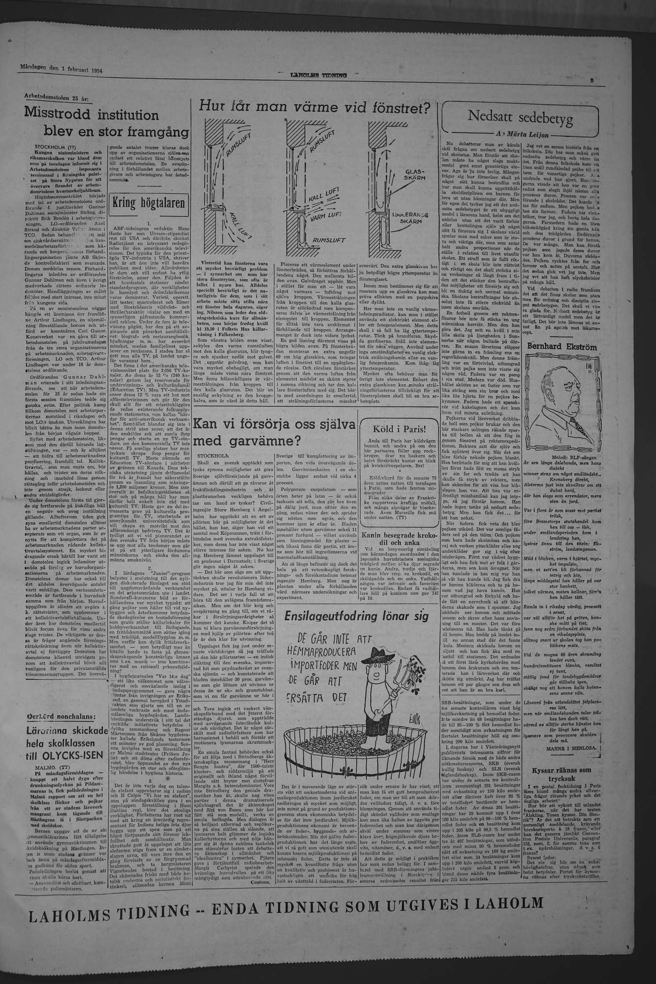 Laholms Tidning Måndag 1 februari 1954, sida 5
