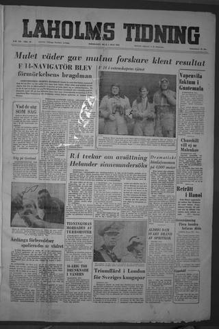 Förstasidan, Torsdag 1 juli 1954