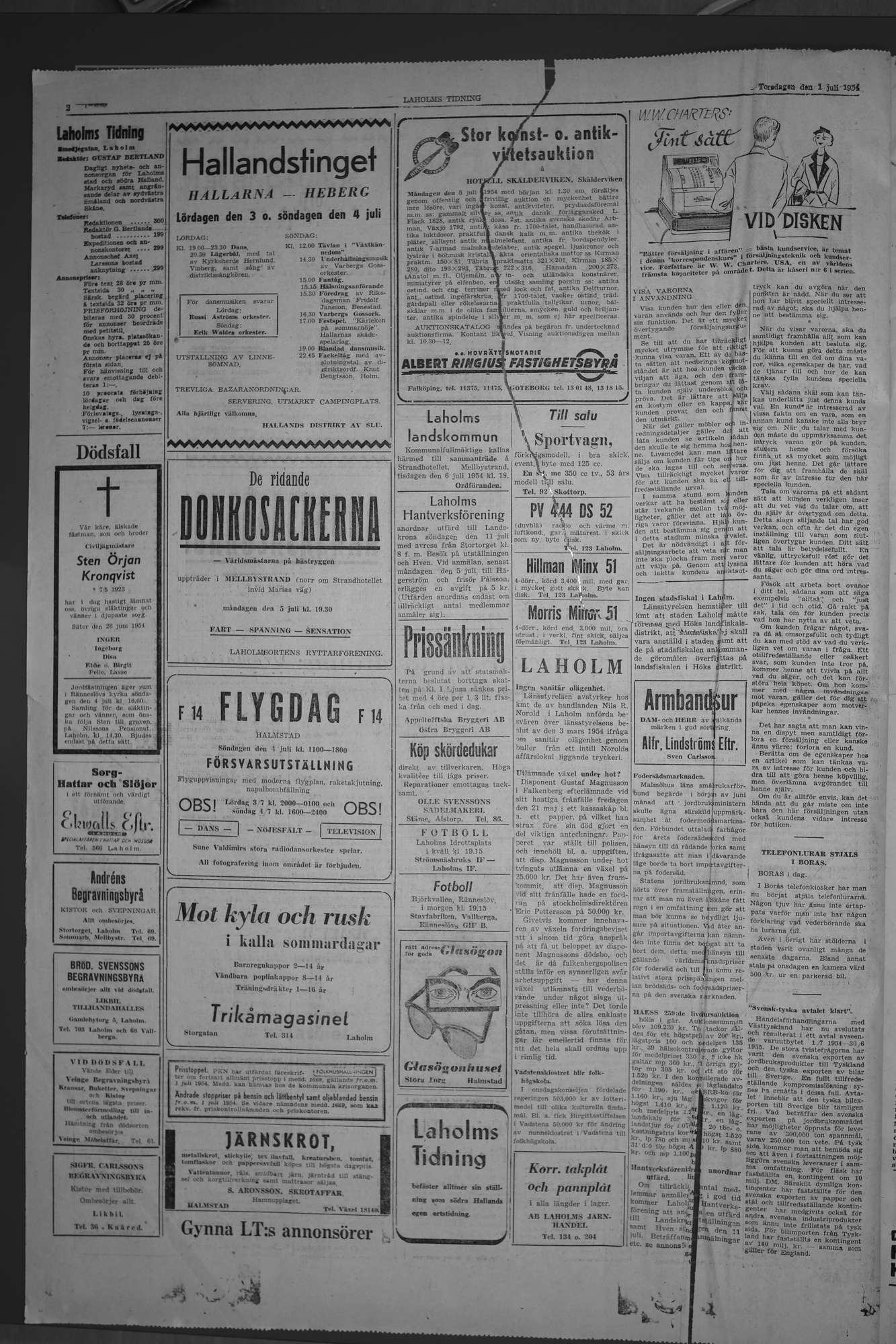 Laholms Tidning Torsdag 1 juli 1954, sida 2