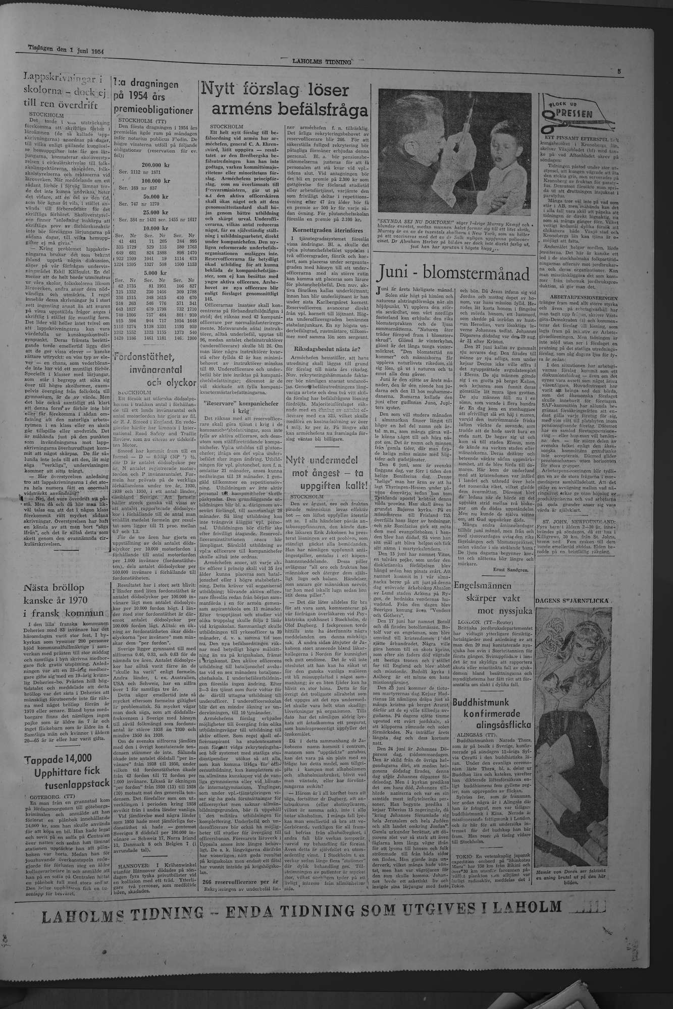 Laholms Tidning Tisdag 1 juni 1954, sida 5
