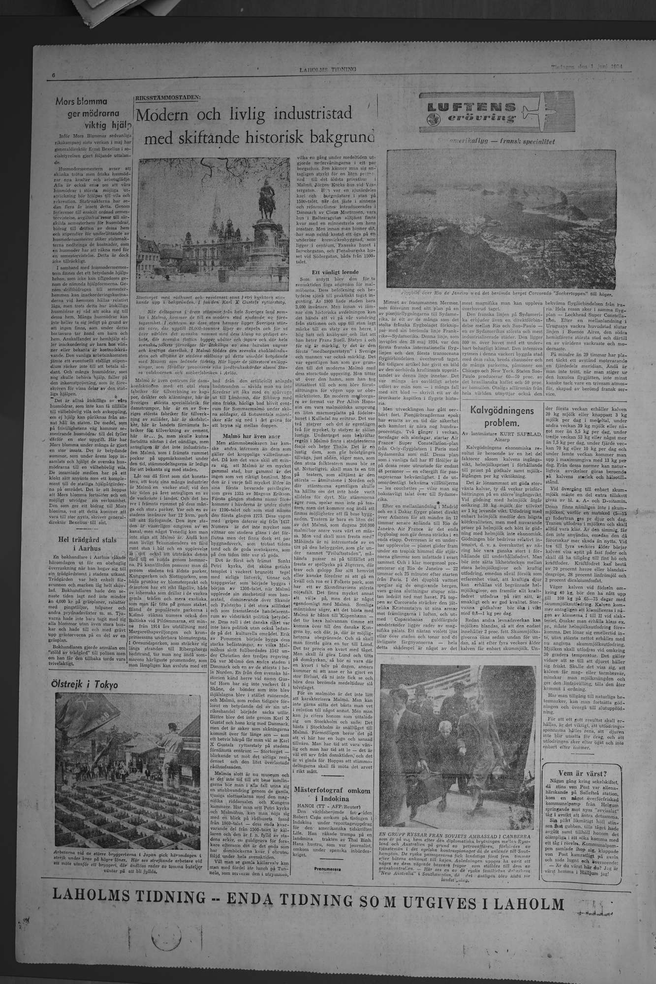 Laholms Tidning Tisdag 1 juni 1954, sida 6