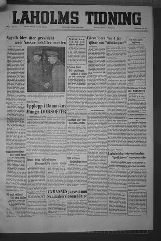 Förstasidan, Måndag 1 mars 1954