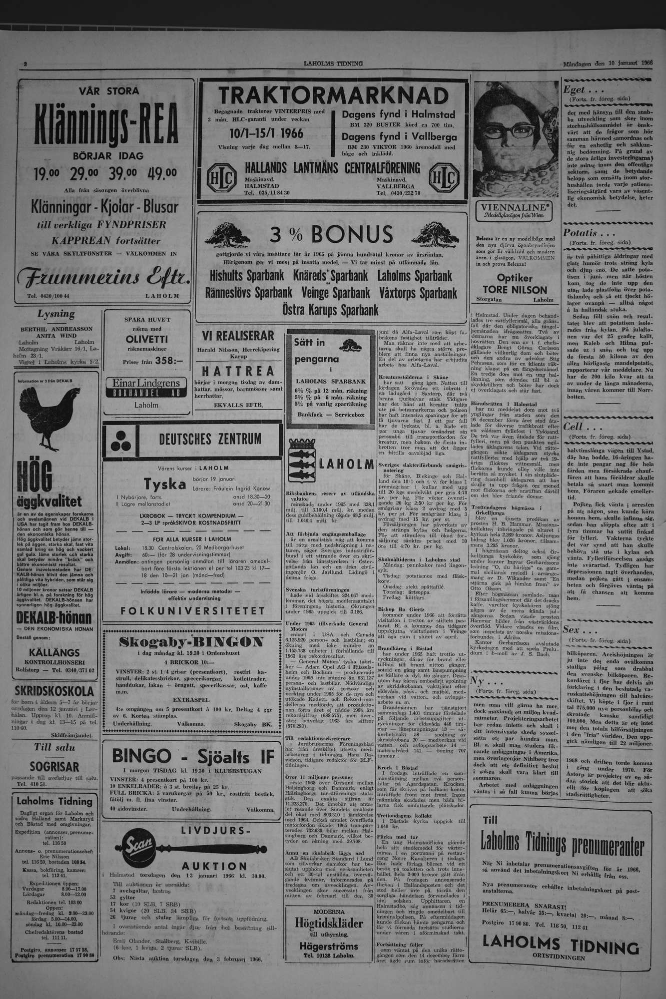 Laholms Tidning Måndag 10 januari 1966, sida 2