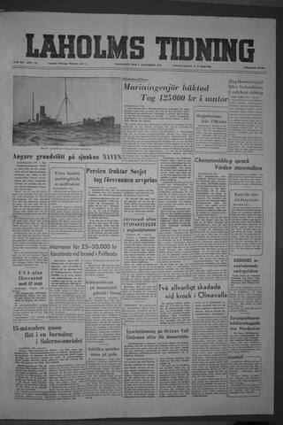 Förstasidan, Måndag 1 november 1954