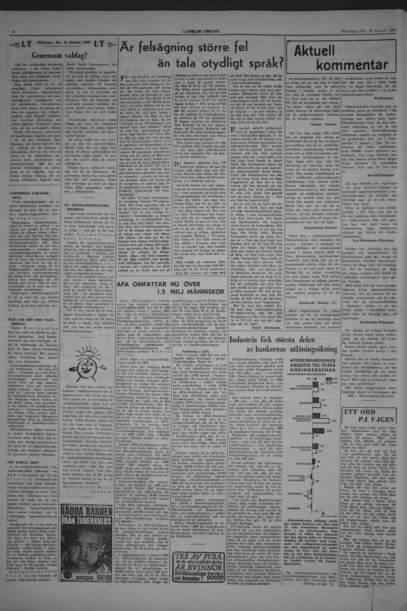 Laholms Tidning Måndag 10 januari 1966, sida 4