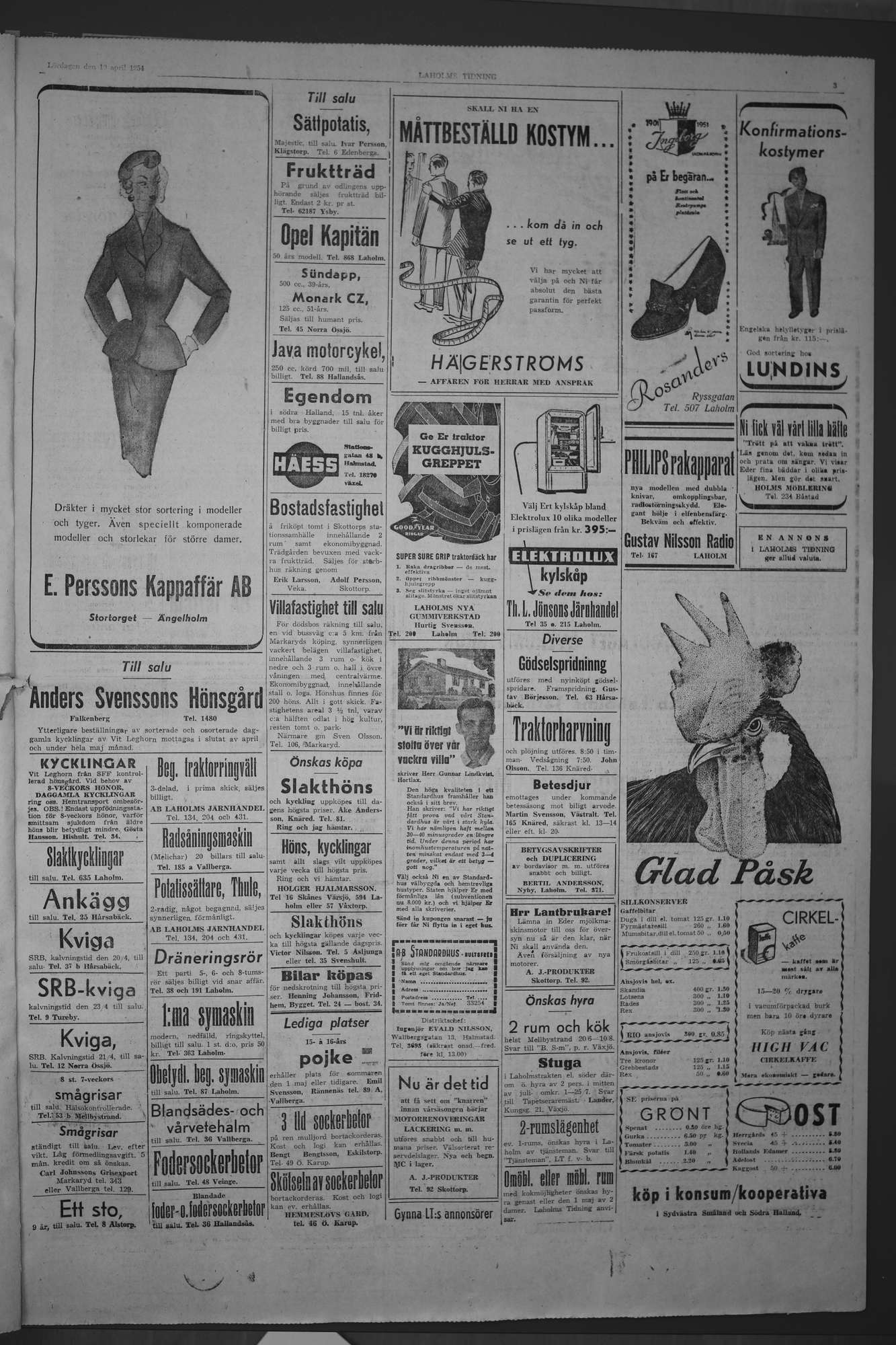 Laholms Tidning Lördag 10 april 1954, sida 3
