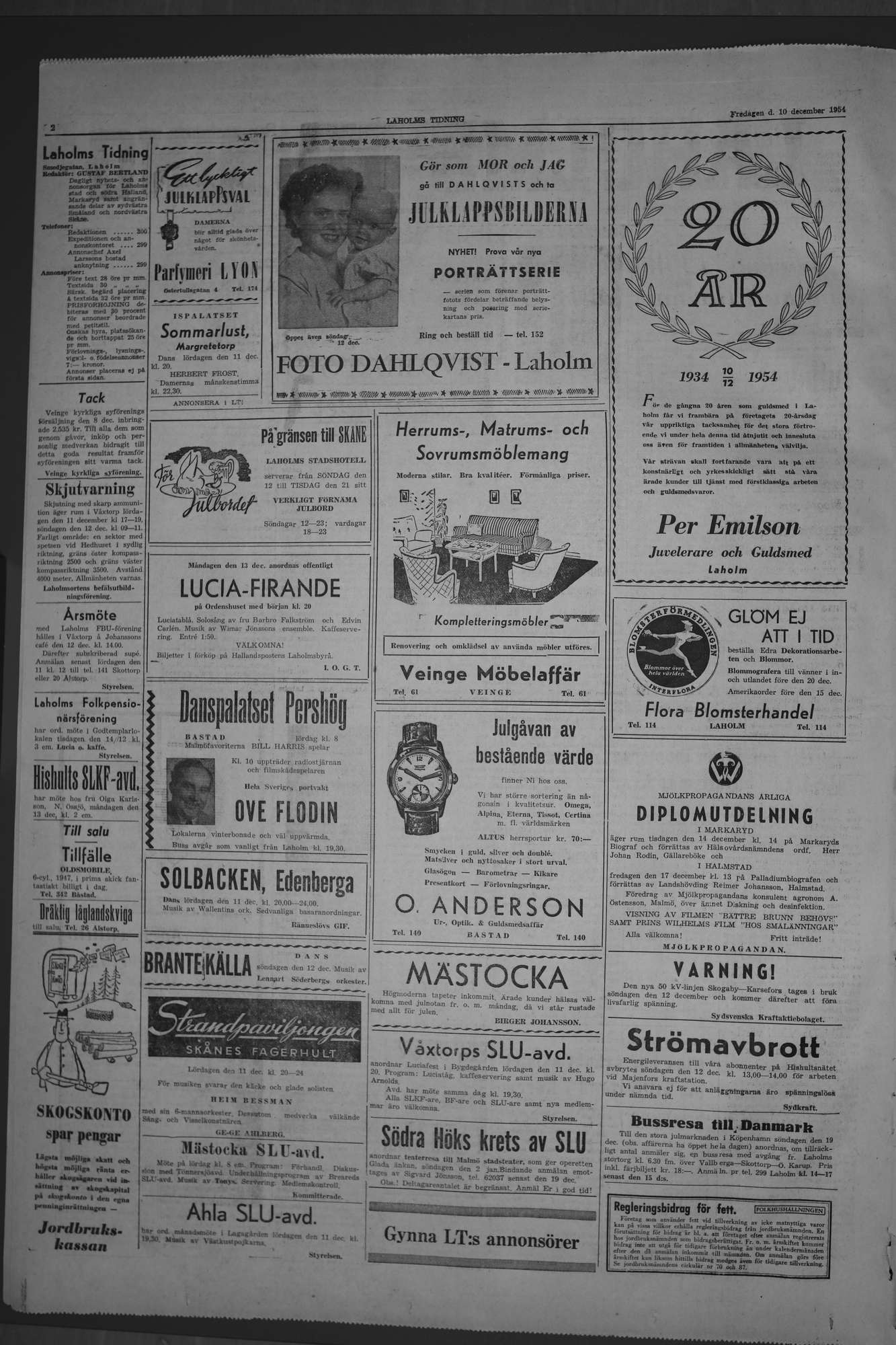Laholms Tidning Fredag 10 december 1954, sida 2