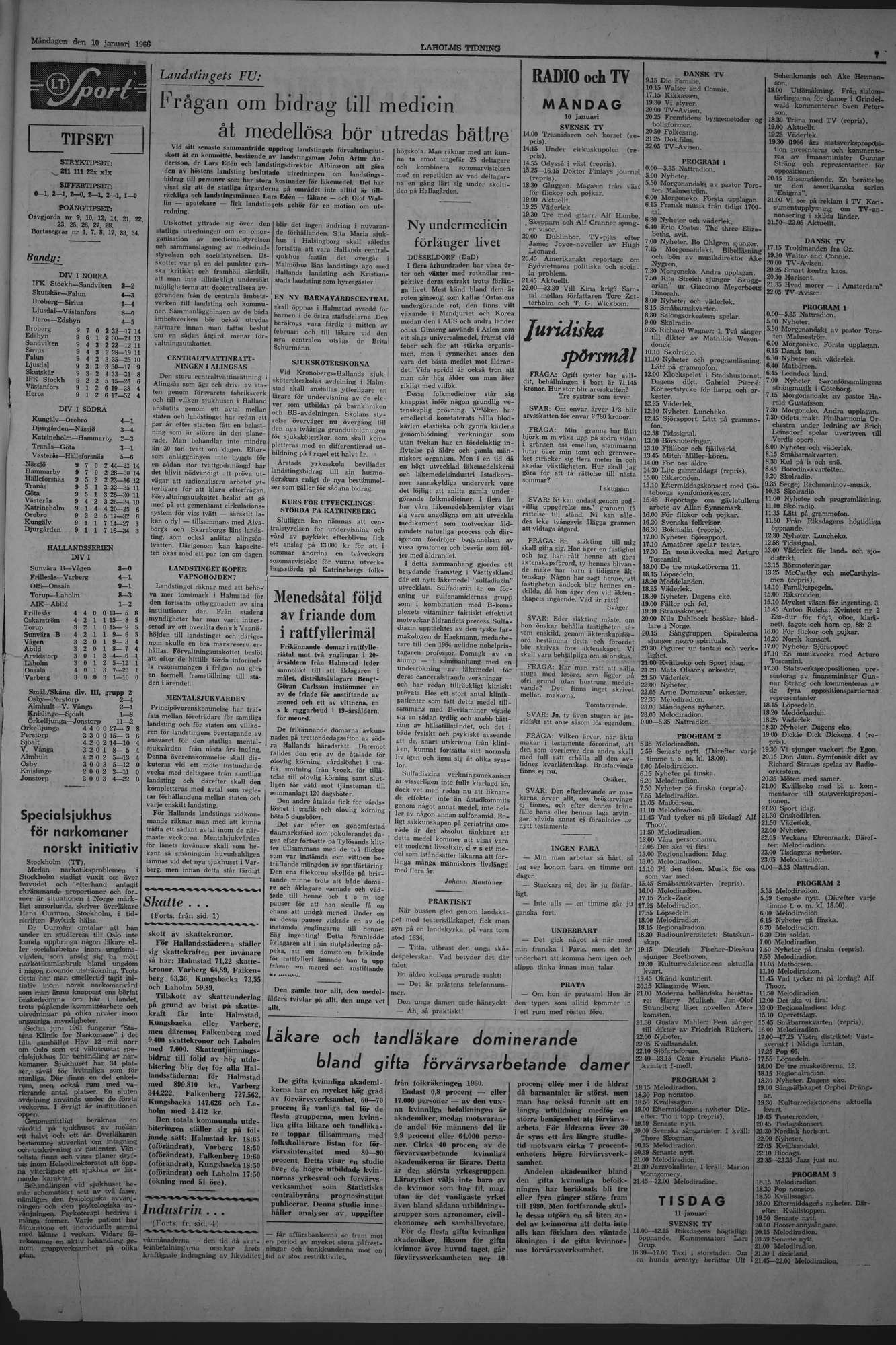Laholms Tidning Måndag 10 januari 1966, sida 7