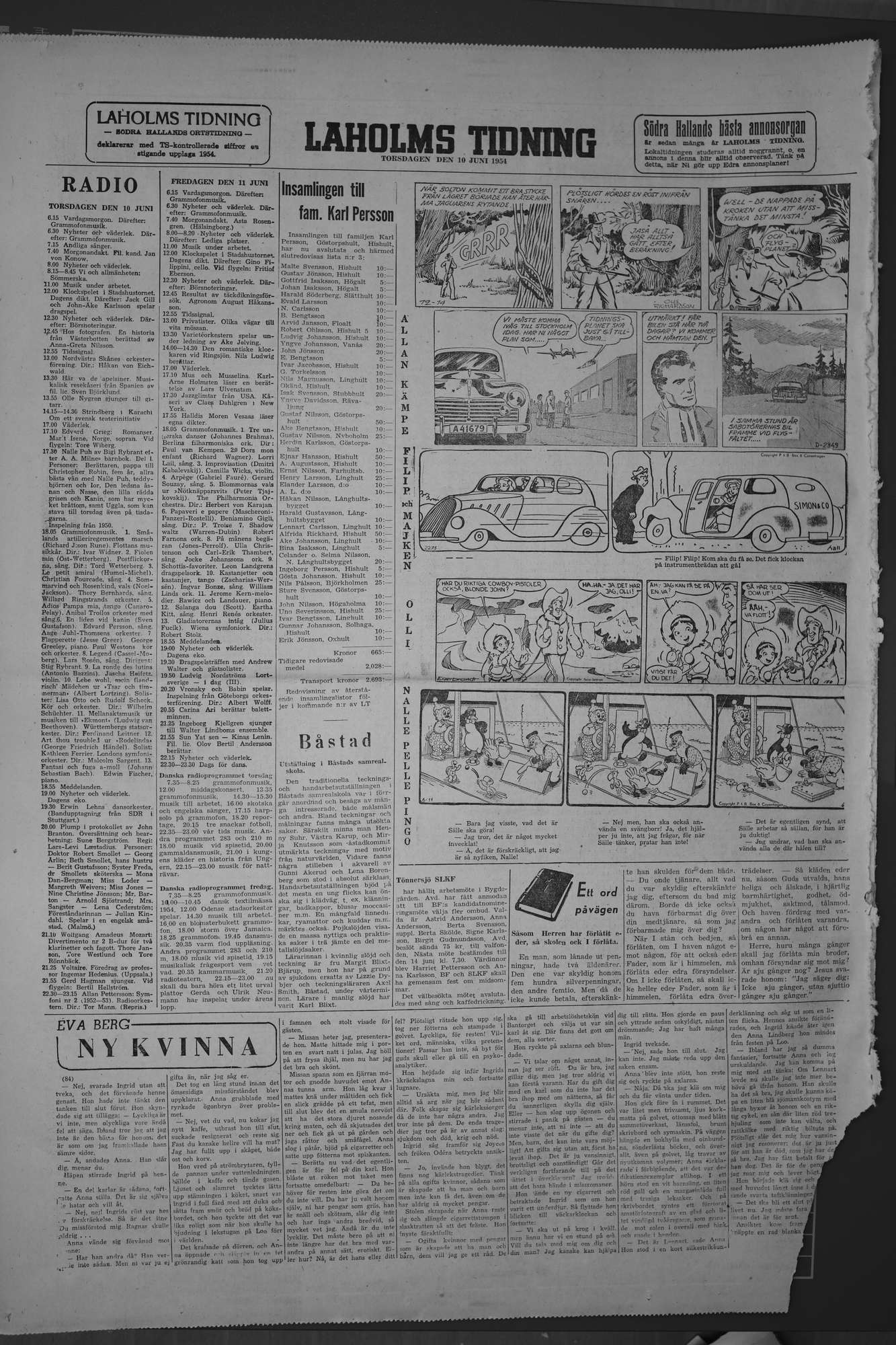 Laholms Tidning Torsdag 10 juni 1954, sida 8