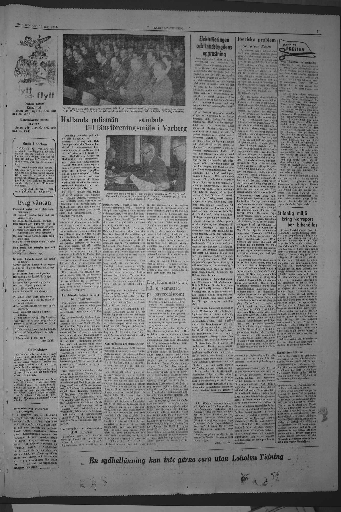 Laholms Tidning Måndag 10 maj 1954, sida 7