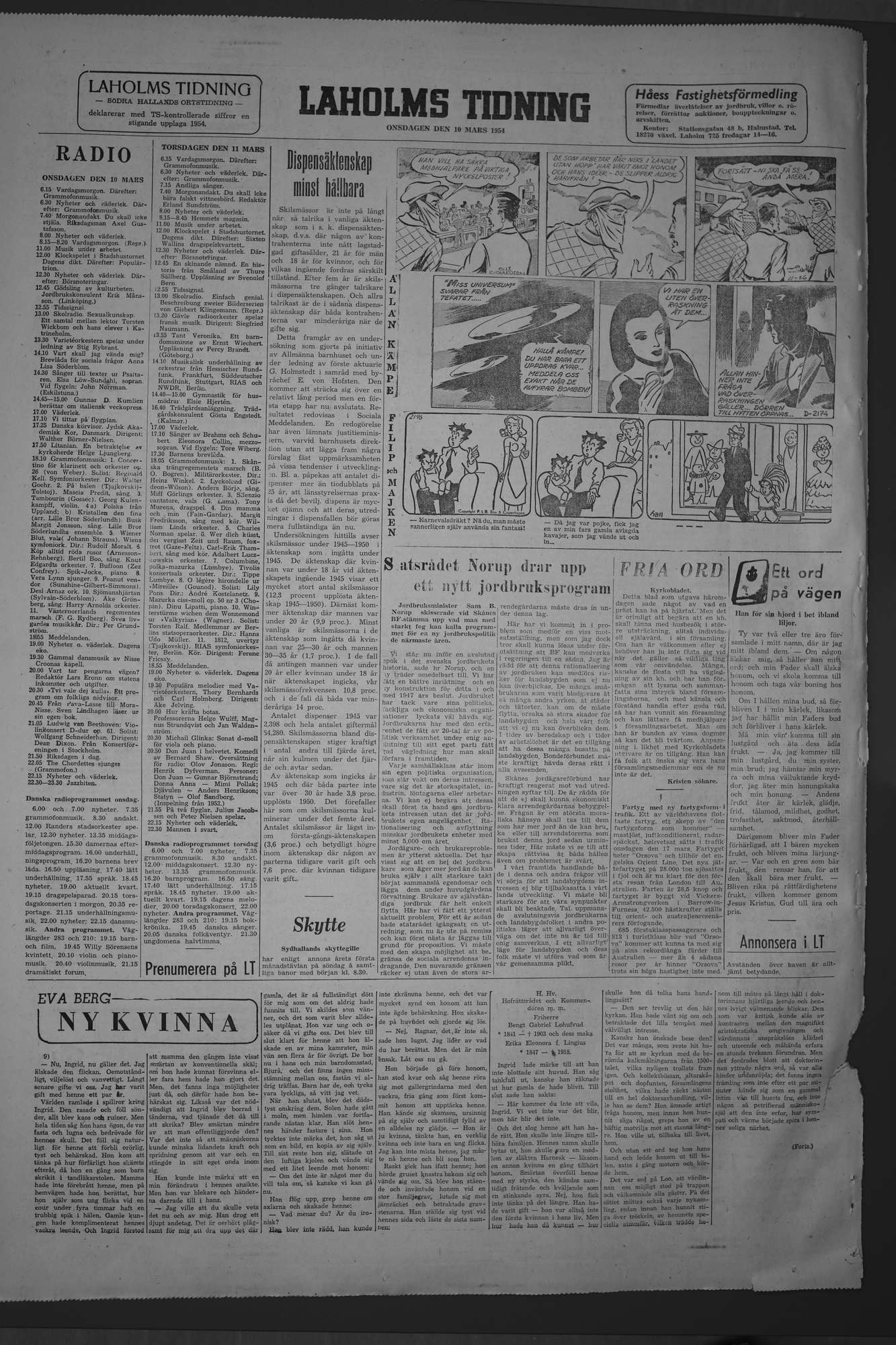 Laholms Tidning Onsdag 10 mars 1954, sida 8