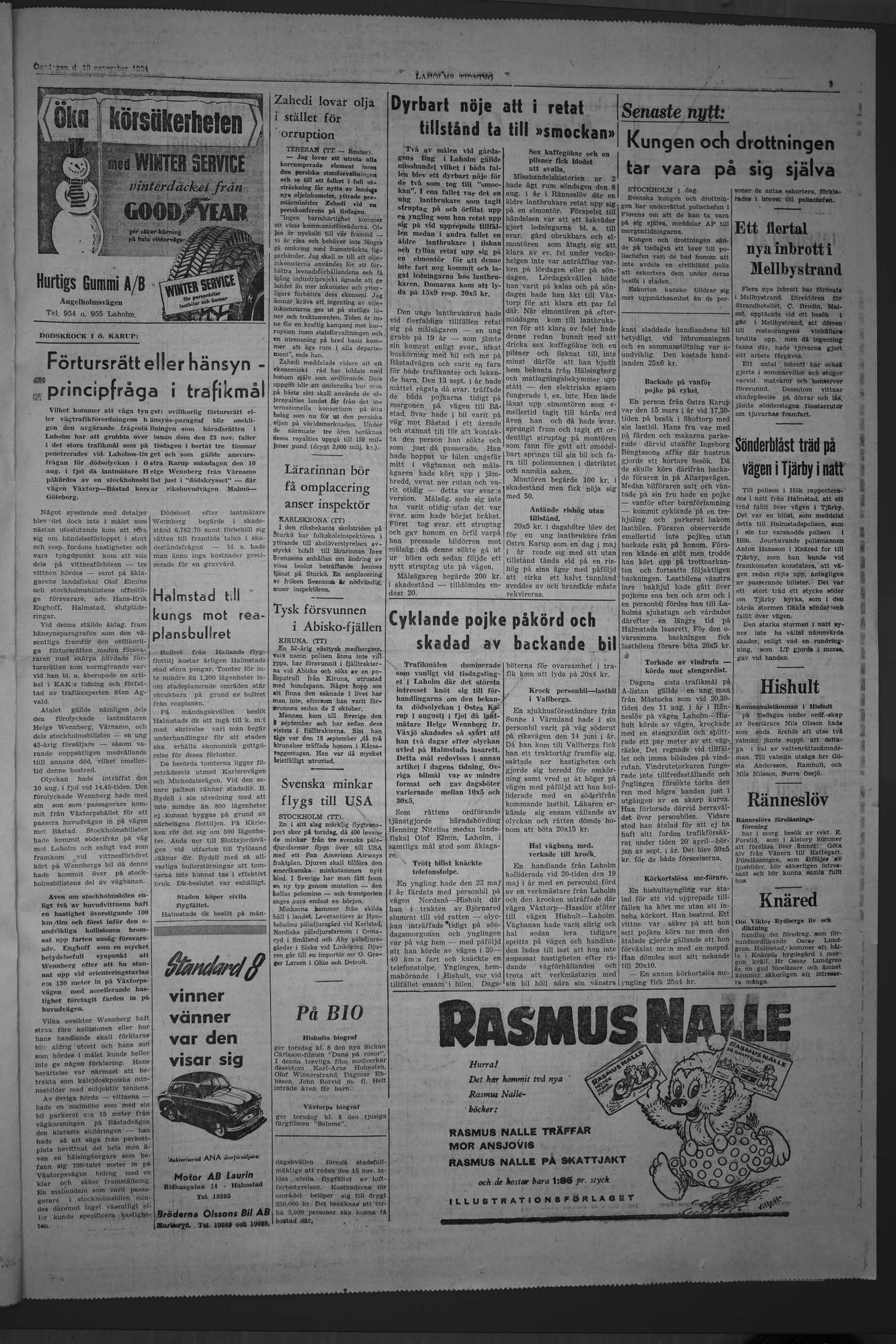 Laholms Tidning Onsdag 10 november 1954, sida 3