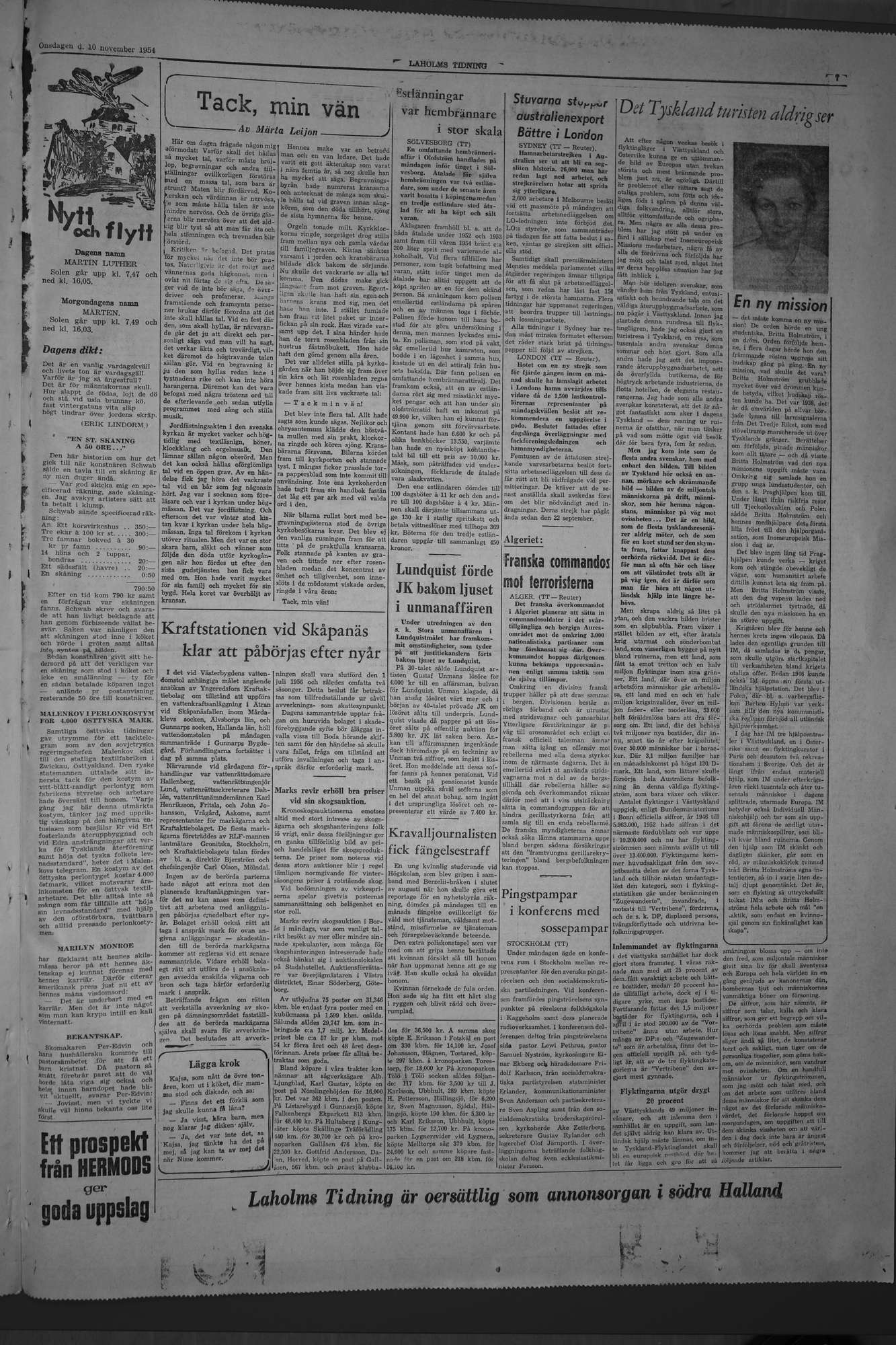 Laholms Tidning Onsdag 10 november 1954, sida 7