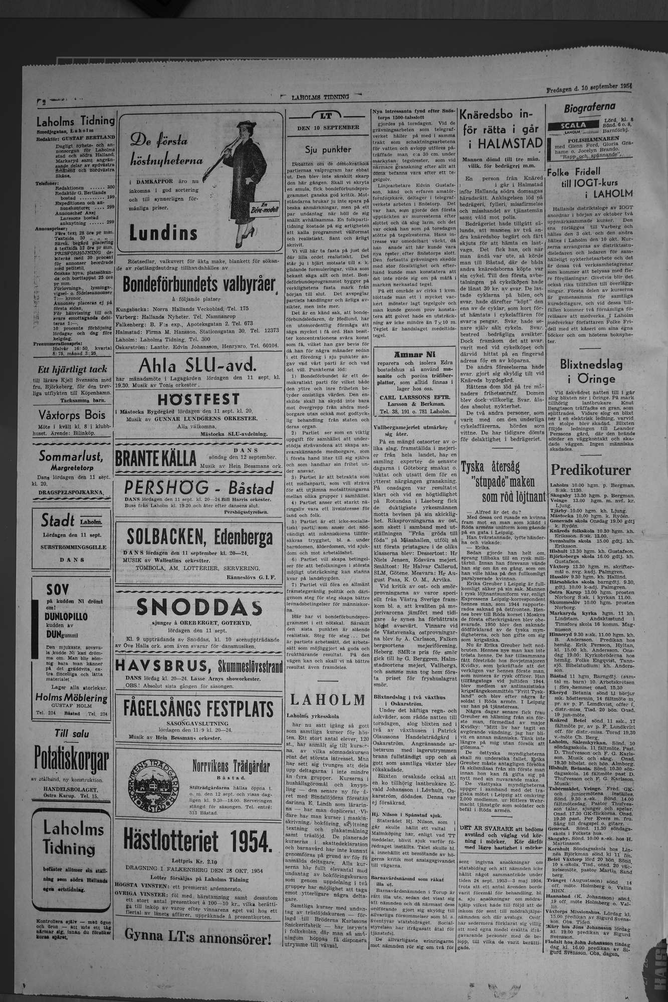 Laholms Tidning Fredag 10 september 1954, sida 2