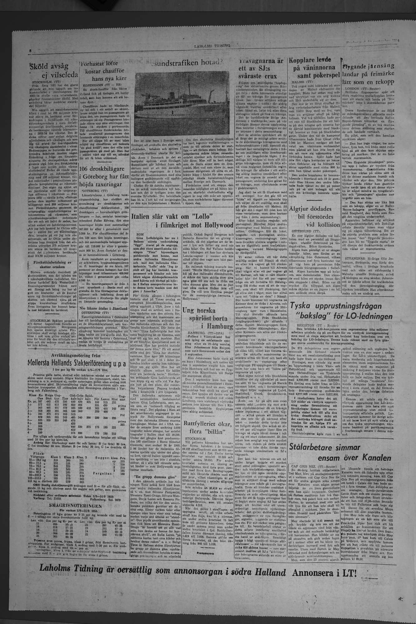 Laholms Tidning Fredag 10 september 1954, sida 6
