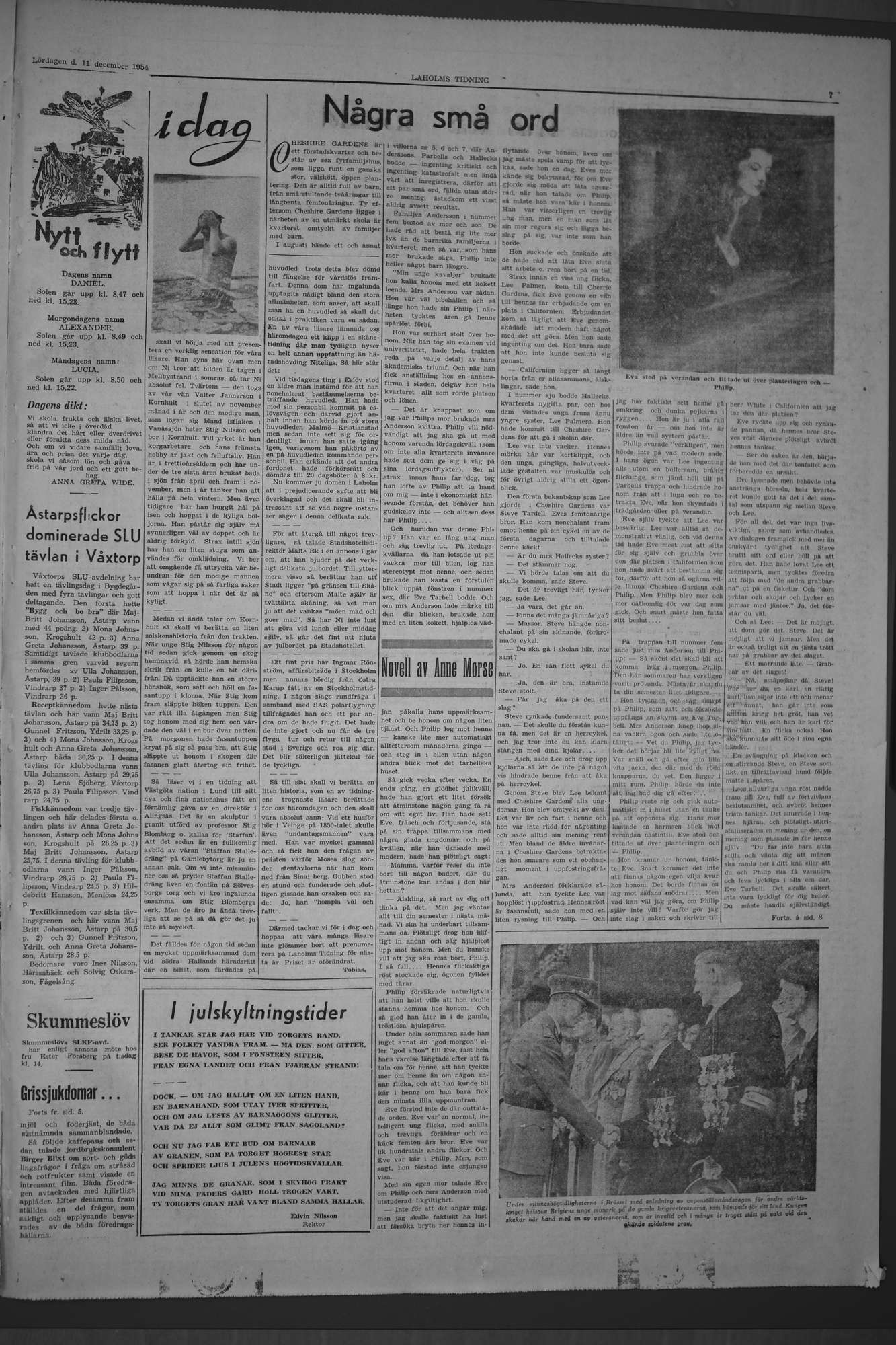 Laholms Tidning Lördag 11 december 1954, sida 7