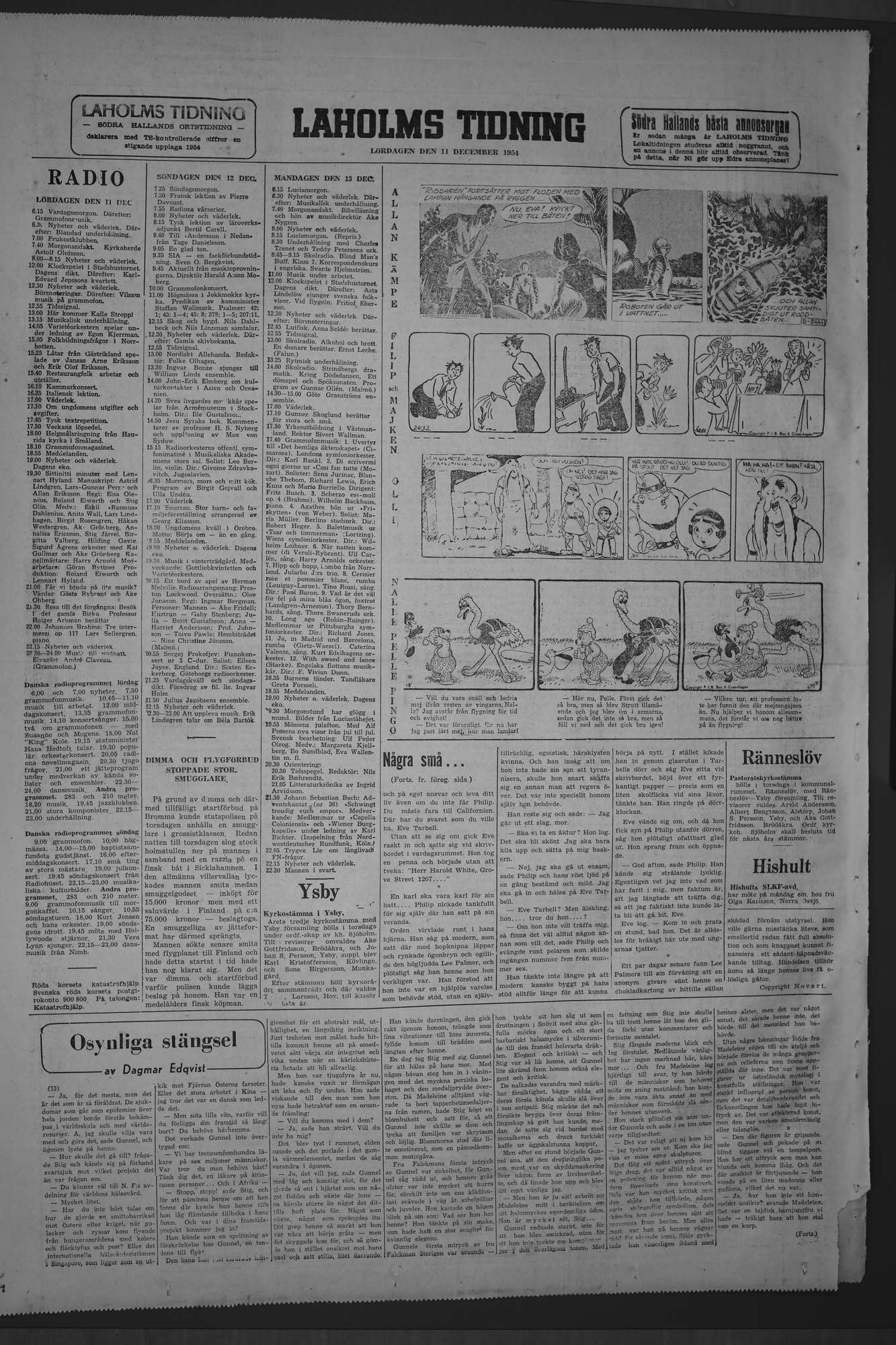 Laholms Tidning Lördag 11 december 1954, sida 8
