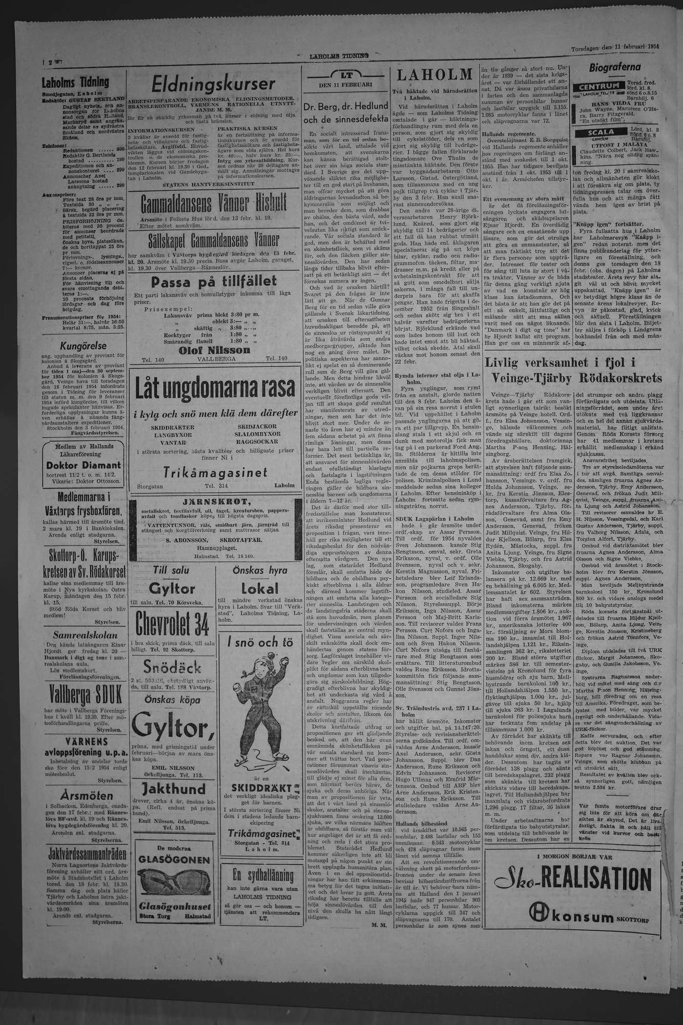 Laholms Tidning Torsdag 11 februari 1954, sida 2