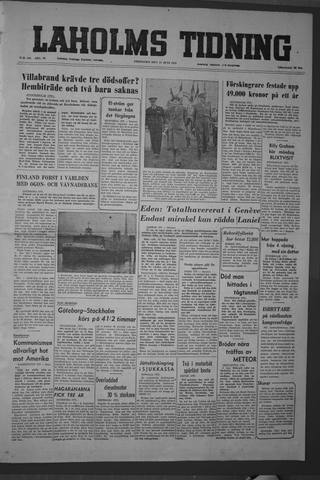 Förstasidan, Fredag 11 juni 1954