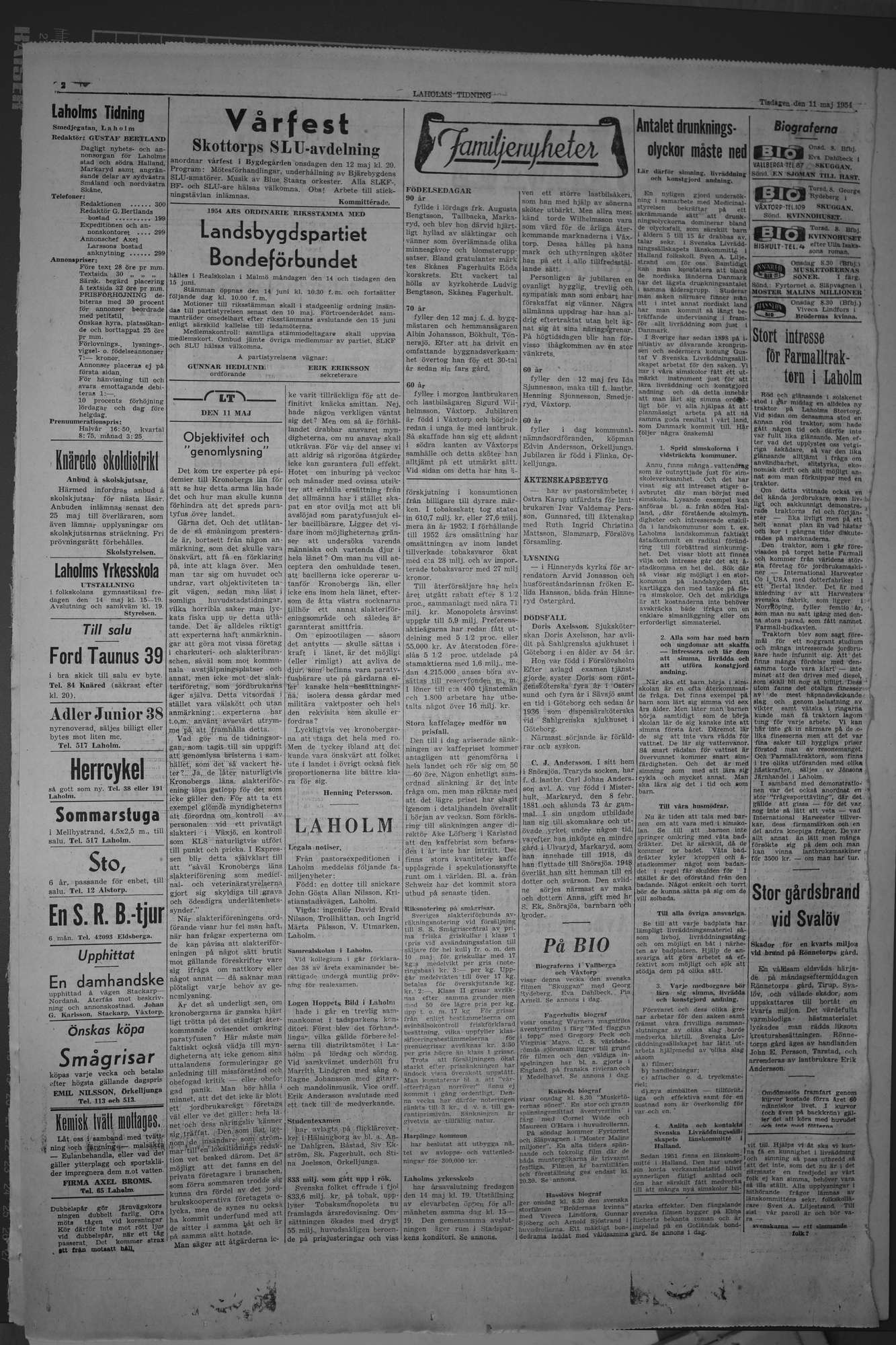 Laholms Tidning Tisdag 11 maj 1954, sida 2