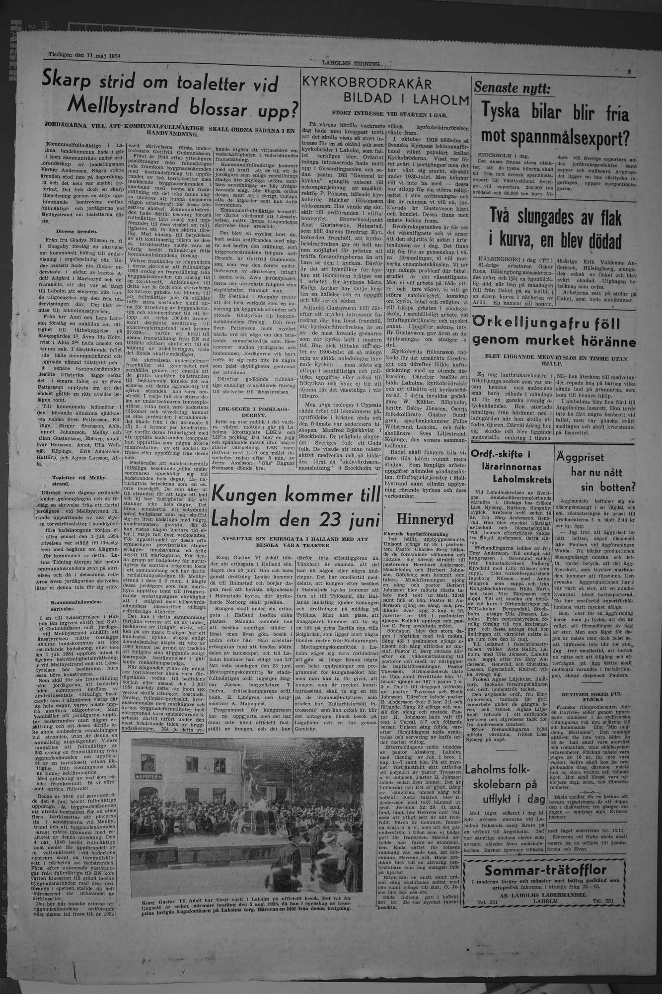 Laholms Tidning Tisdag 11 maj 1954, sida 3