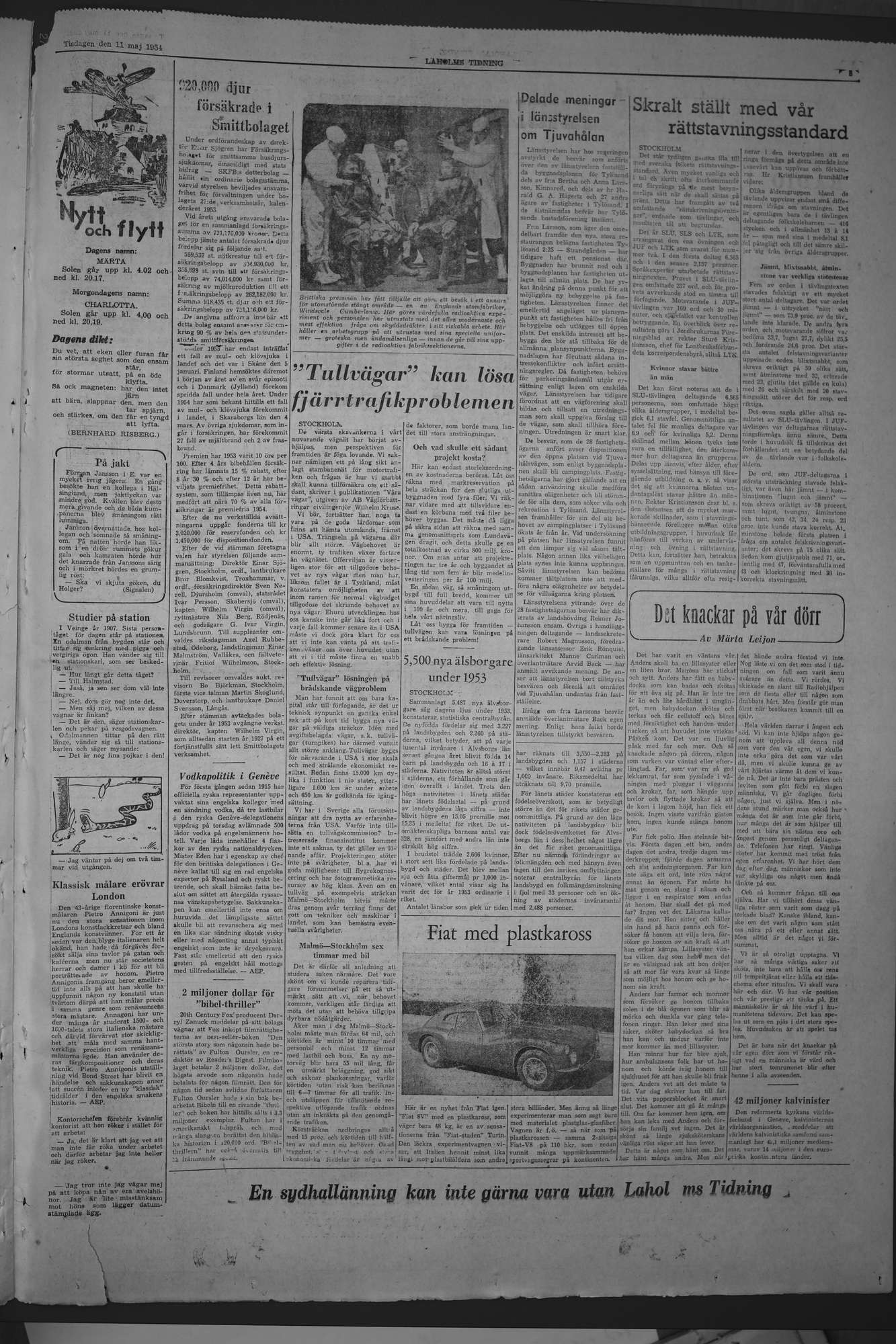 Laholms Tidning Tisdag 11 maj 1954, sida 5
