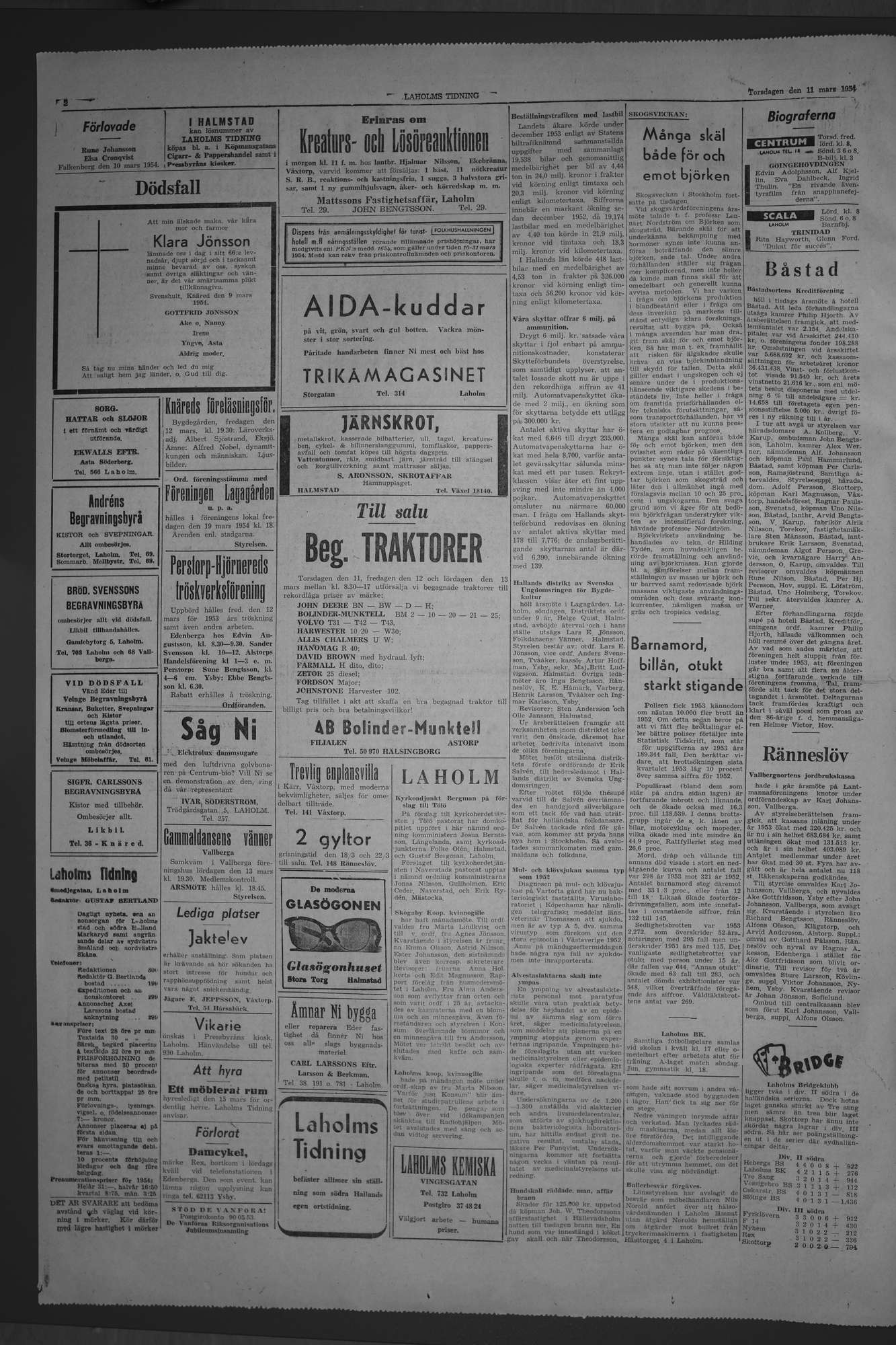 Laholms Tidning Torsdag 11 mars 1954, sida 2