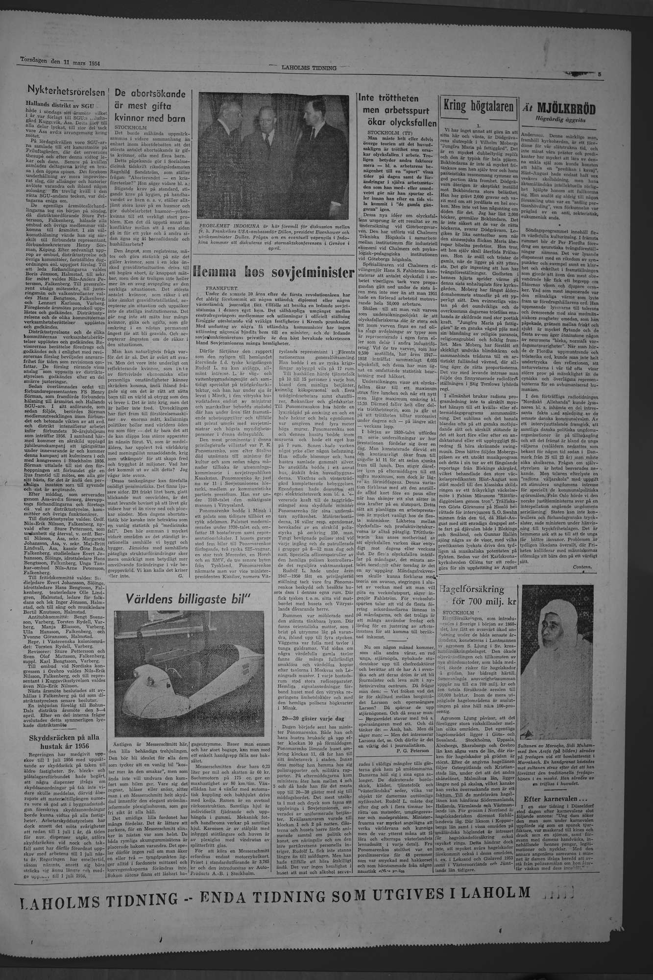 Laholms Tidning Torsdag 11 mars 1954, sida 5