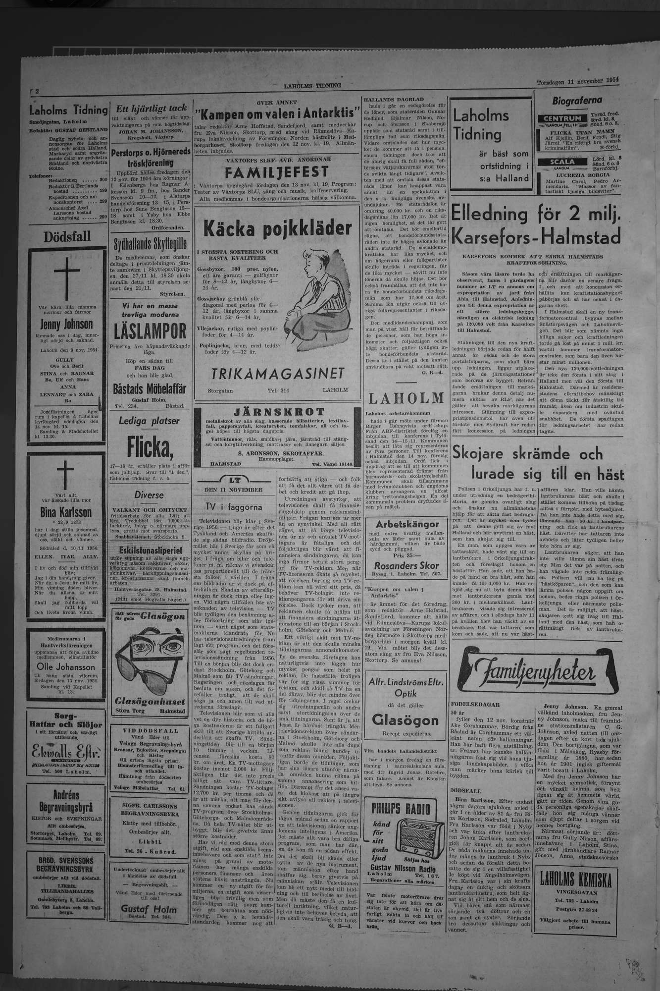 Laholms Tidning Torsdag 11 november 1954, sida 2