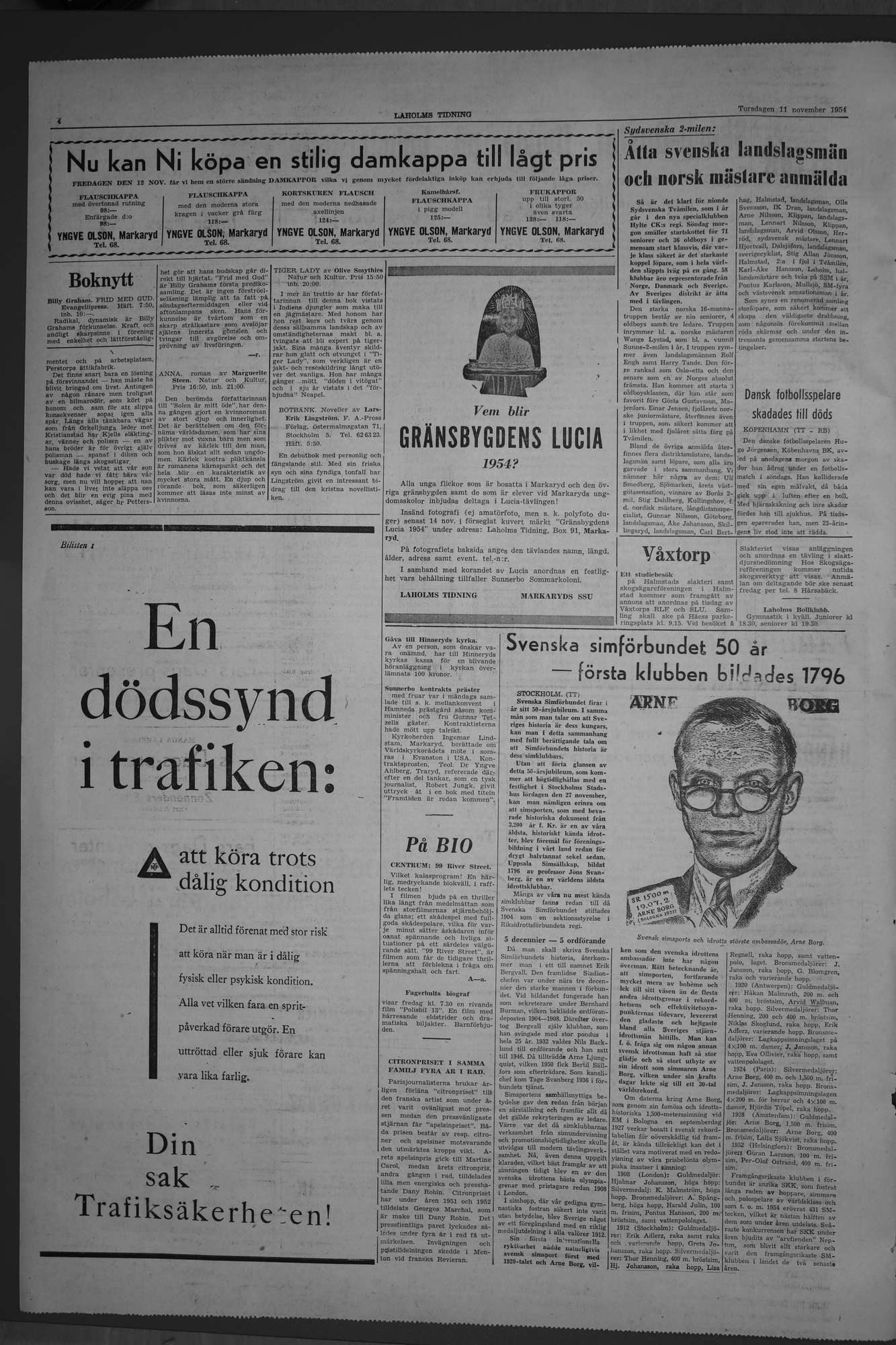 Laholms Tidning Torsdag 11 november 1954, sida 4