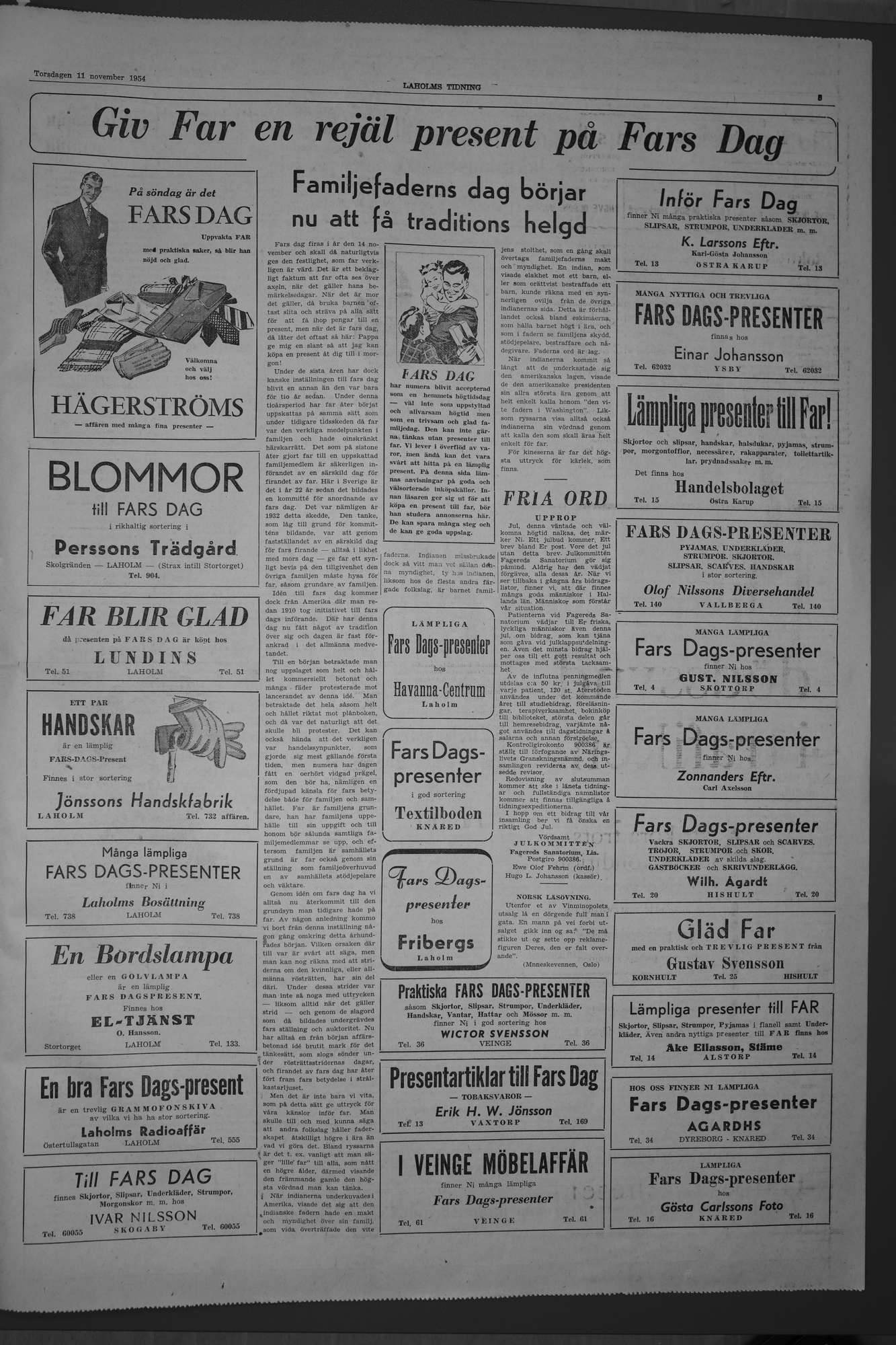 Laholms Tidning Torsdag 11 november 1954, sida 5