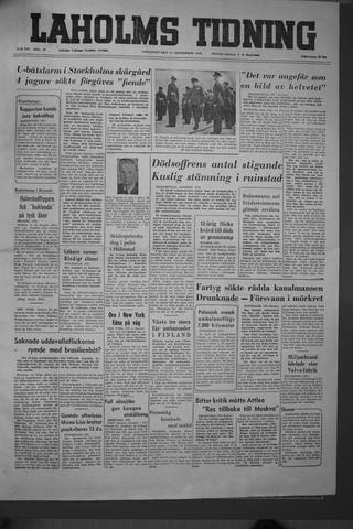 Förstasidan, Lördag 11 september 1954