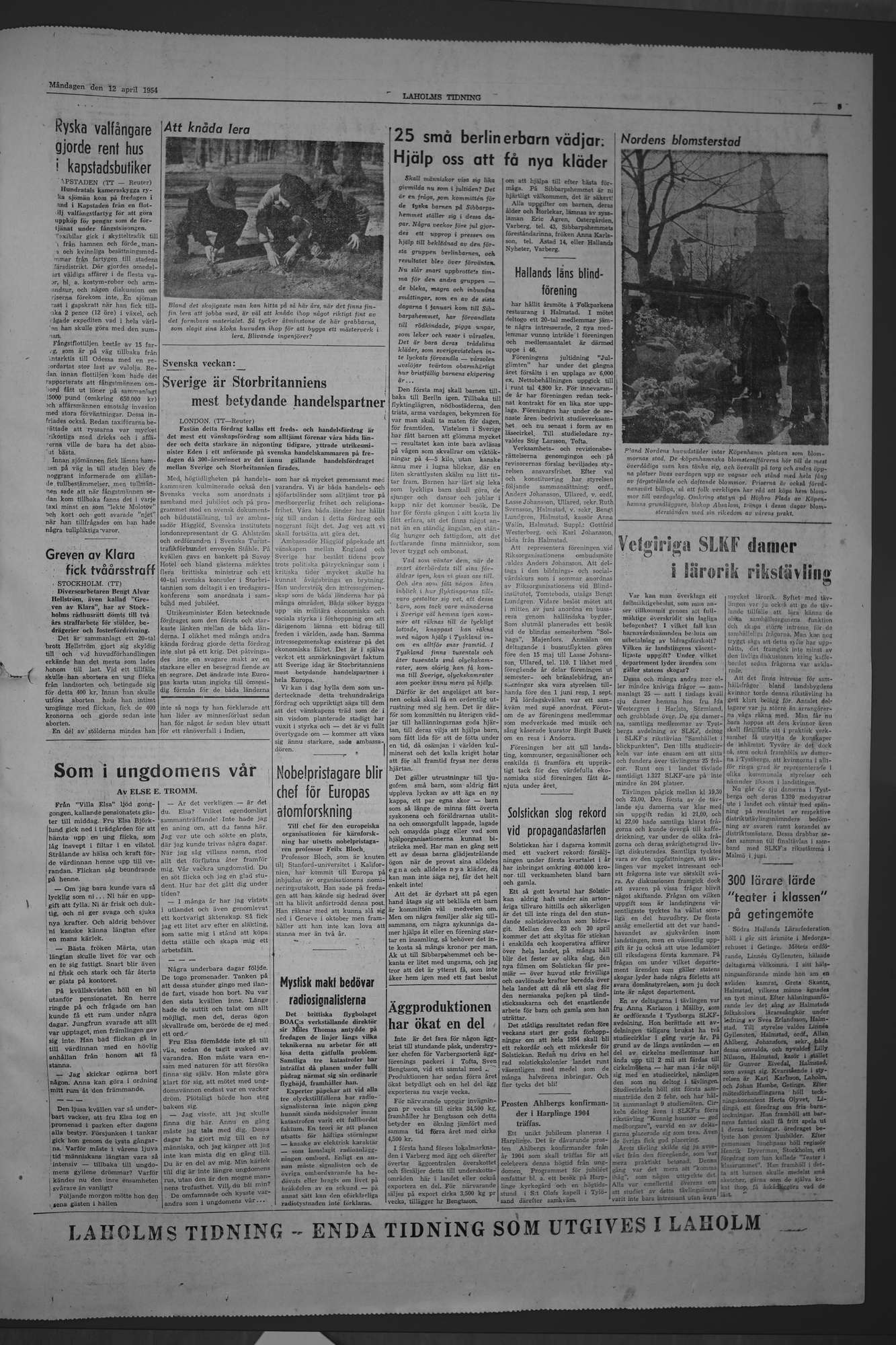 Laholms Tidning Måndag 12 april 1954, sida 5