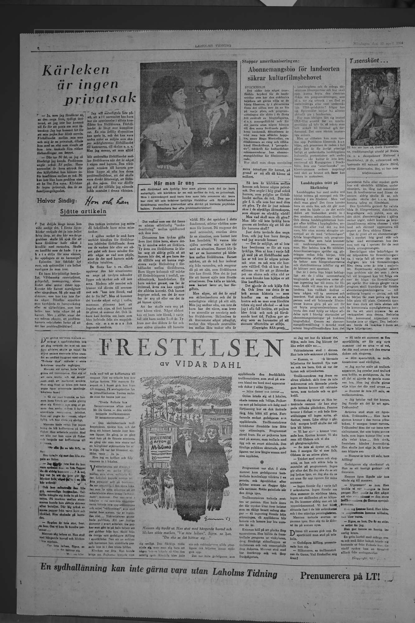 Laholms Tidning Måndag 12 april 1954, sida 6