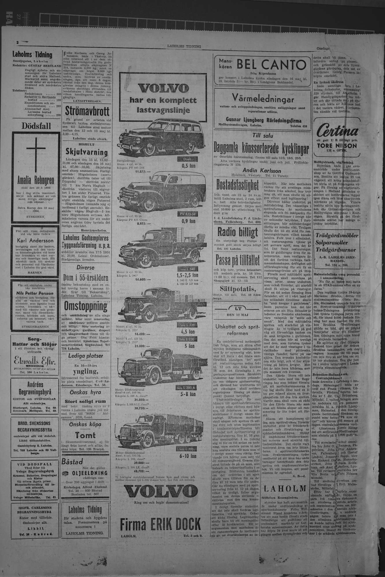 Laholms Tidning Onsdag 12 maj 1954, sida 2