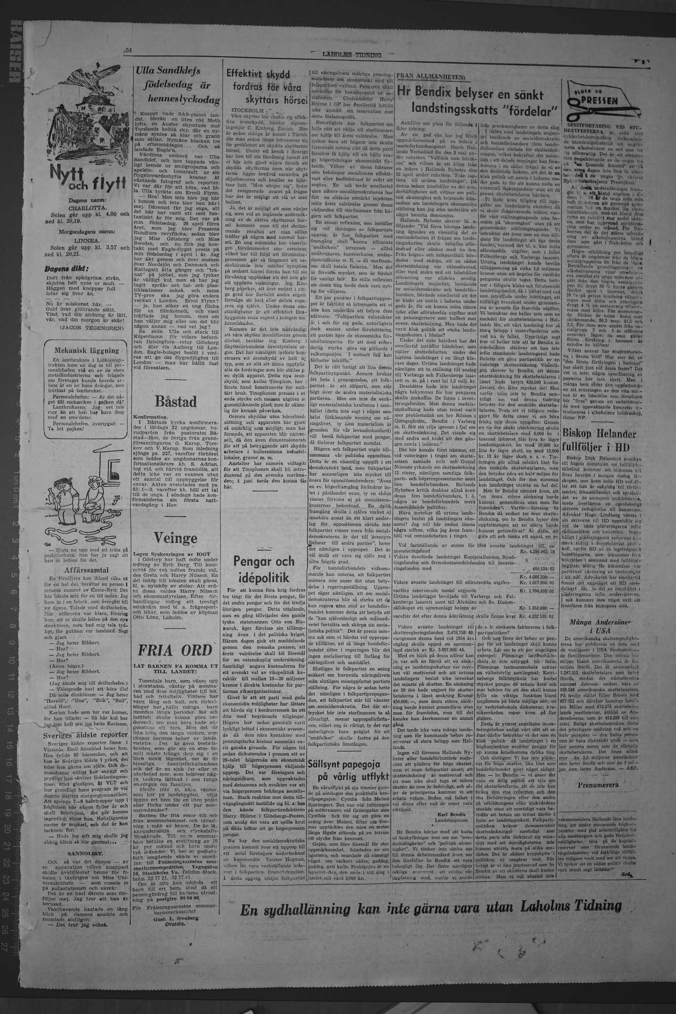 Laholms Tidning Onsdag 12 maj 1954, sida 5